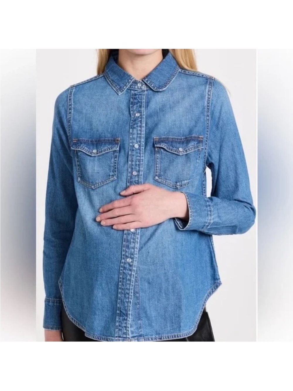 Hatch The Denim Shirt Classic Button-Up Shirt S Indigo EUC